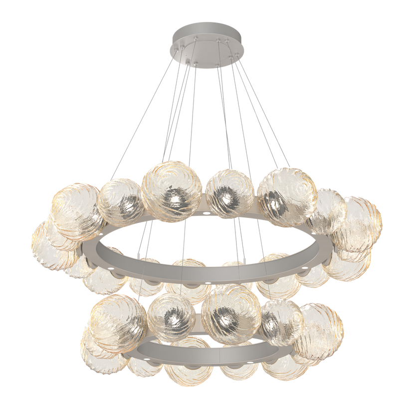 Gaia Radial Ring Chandelier Two Tier Beige Silver Amber By Hammerton