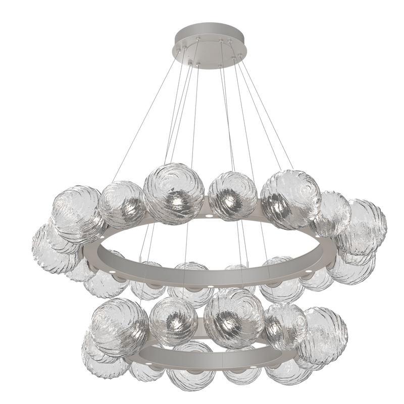 Gaia Radial Ring Chandelier Two Tier Beige Silver Clear By Hammerton