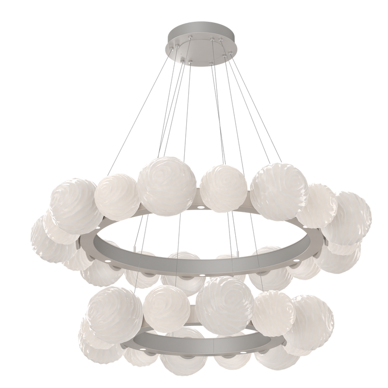 Gaia Radial Ring Chandelier Two Tier Beige Silver Opal White By Hammerton