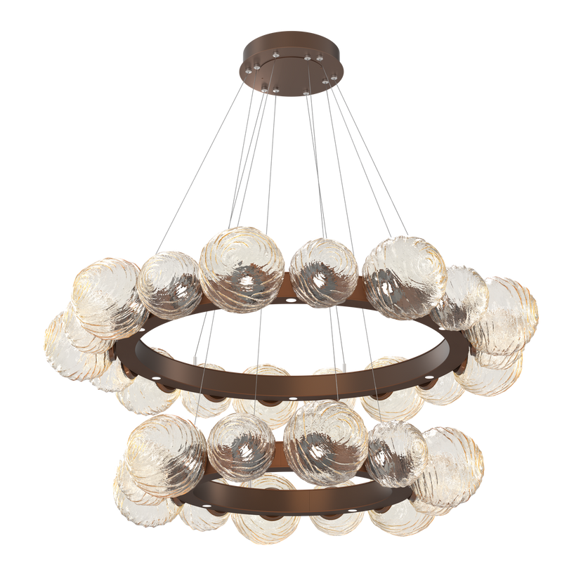 Gaia Radial Ring Chandelier Two Tier Burnished Bronze Amber By Hammerton