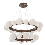 Gaia Radial Ring Chandelier Two Tier Burnished Bronze Opal White By Hammerton