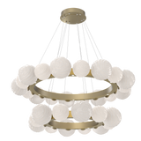 Gaia Radial Ring Chandelier Two Tier Gilded Brass Opal White By Hammerton