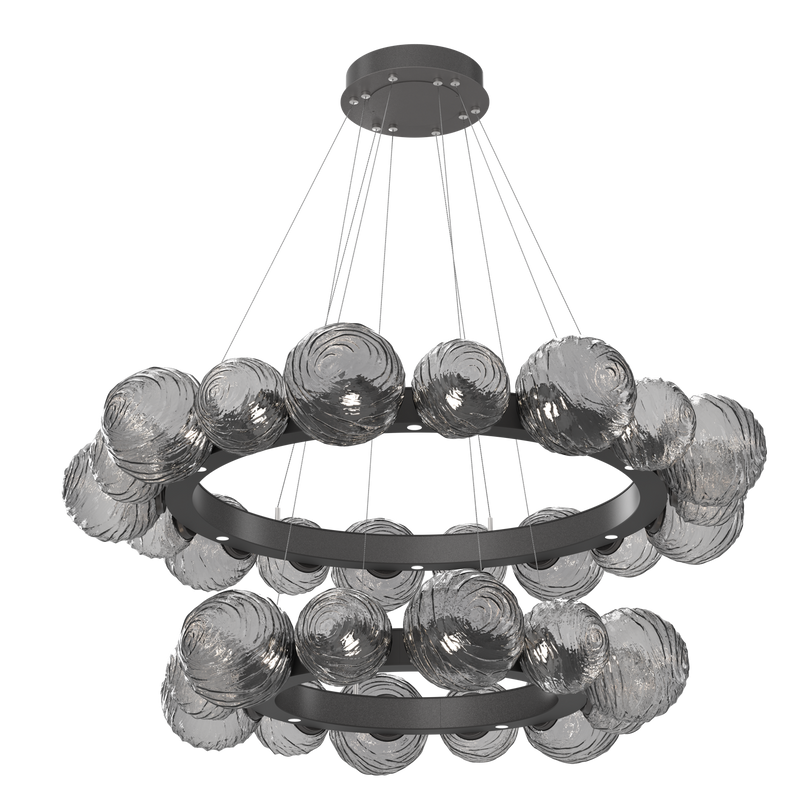 Gaia Radial Ring Chandelier Two Tier Graphite Smoke By Hammerton