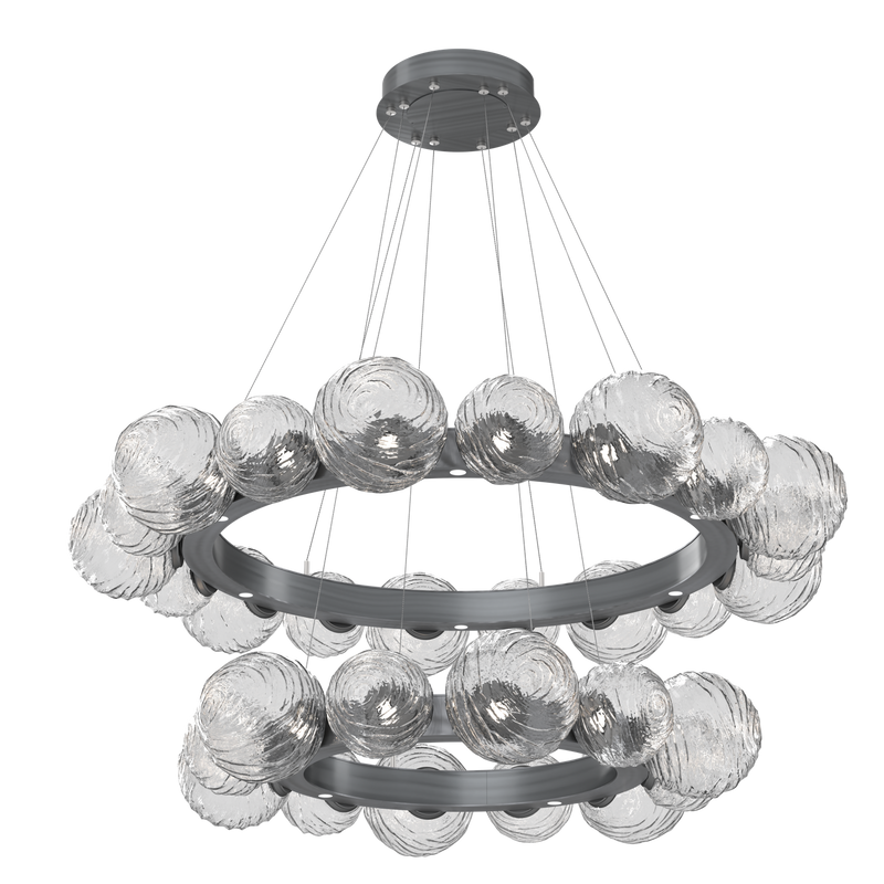 Gaia Radial Ring Chandelier Two Tier Gunmetal Clear By Hammerton
