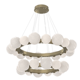 Gaia Radial Ring Chandelier Two Tier Heritage Brass Opal White By Hammerton
