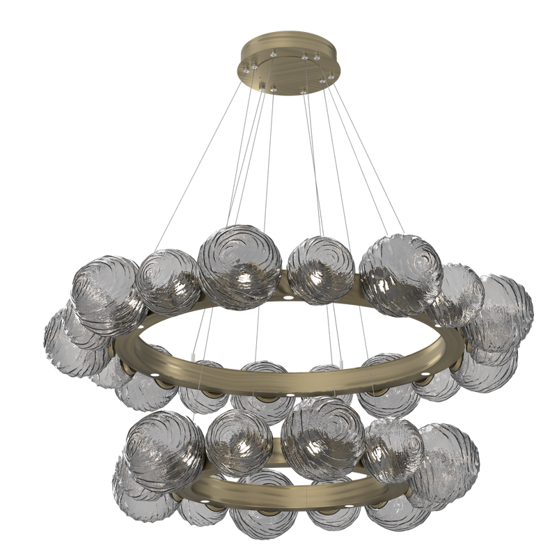Gaia Radial Ring Chandelier Two Tier Heritage Brass Smoke By Hammerton