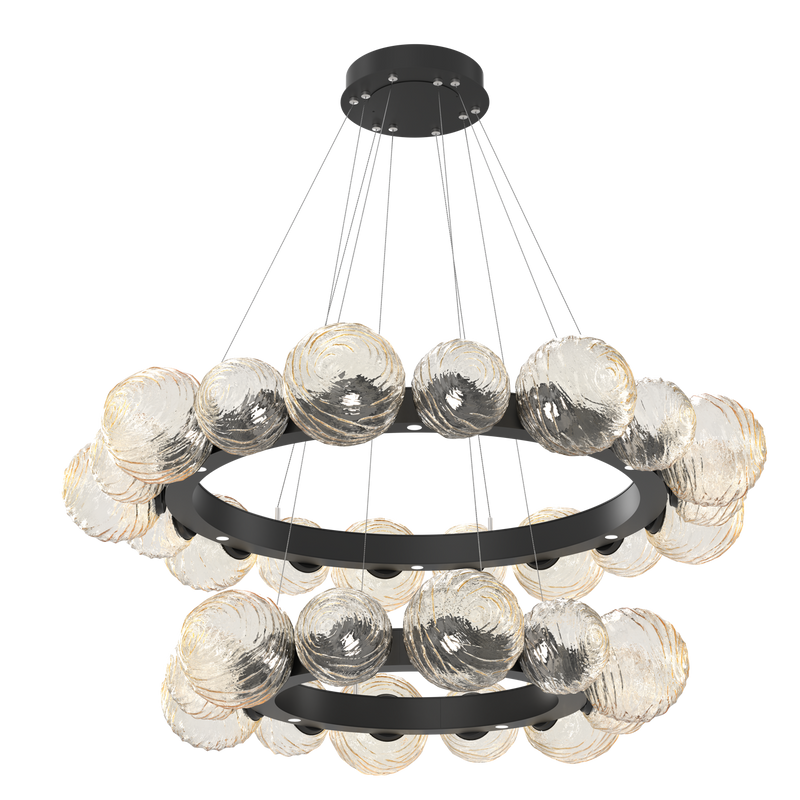 Gaia Radial Ring Chandelier Two Tier Matte Black Amber By Hammerton