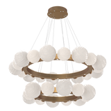 Gaia Radial Ring Chandelier Two Tier Novel Brass Opal White By Hammerton