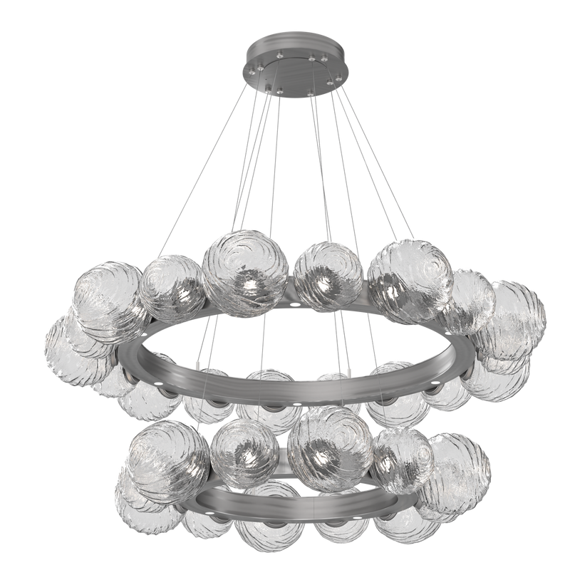Gaia Radial Ring Chandelier Two Tier Satin Nickel Clear By Hammerton