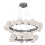 Gaia Radial Ring Chandelier Two Tier Satin Nickel Opal White By Hammerton