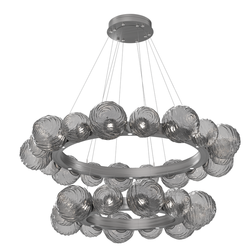 Gaia Radial Ring Chandelier Two Tier Satin Nickel Smoke By Hammerton