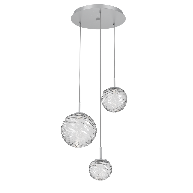 Gaia Round Pendant Chandelier 3 Lights Classic Silver Clear By Hammerton