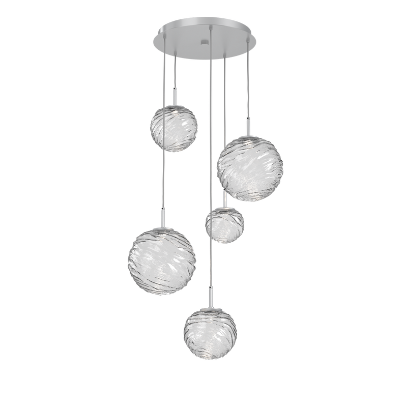 Gaia Round Pendant Chandelier 5 Lights Classic Silver Clear By Hammerton