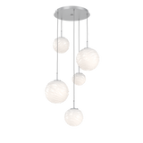 Gaia Round Pendant Chandelier 5 Lights Classic Silver Opal White By Hammerton