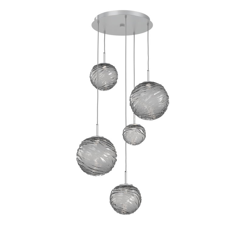 Gaia Round Pendant Chandelier 5 Lights Classic Silver Smoke By Hammerton