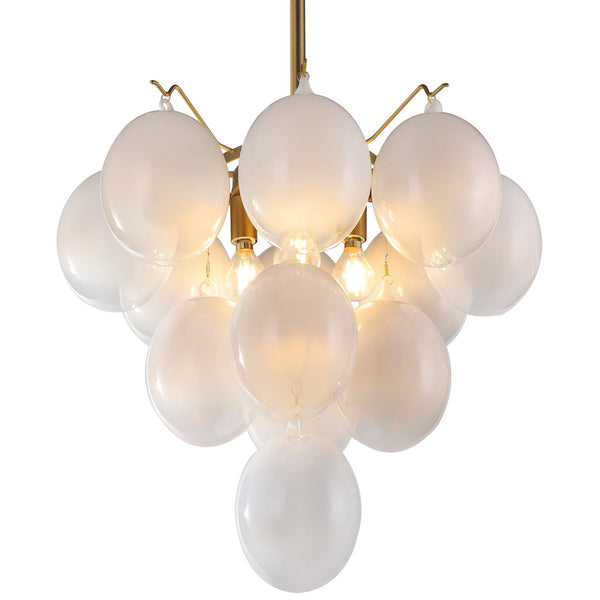 Globo Chandelier Small White By Artcraft Front View