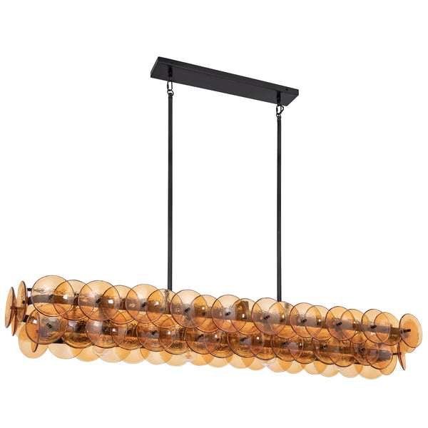 Loren Linear Chandelier Gunmetal Amber By Maxim Lighting Side View