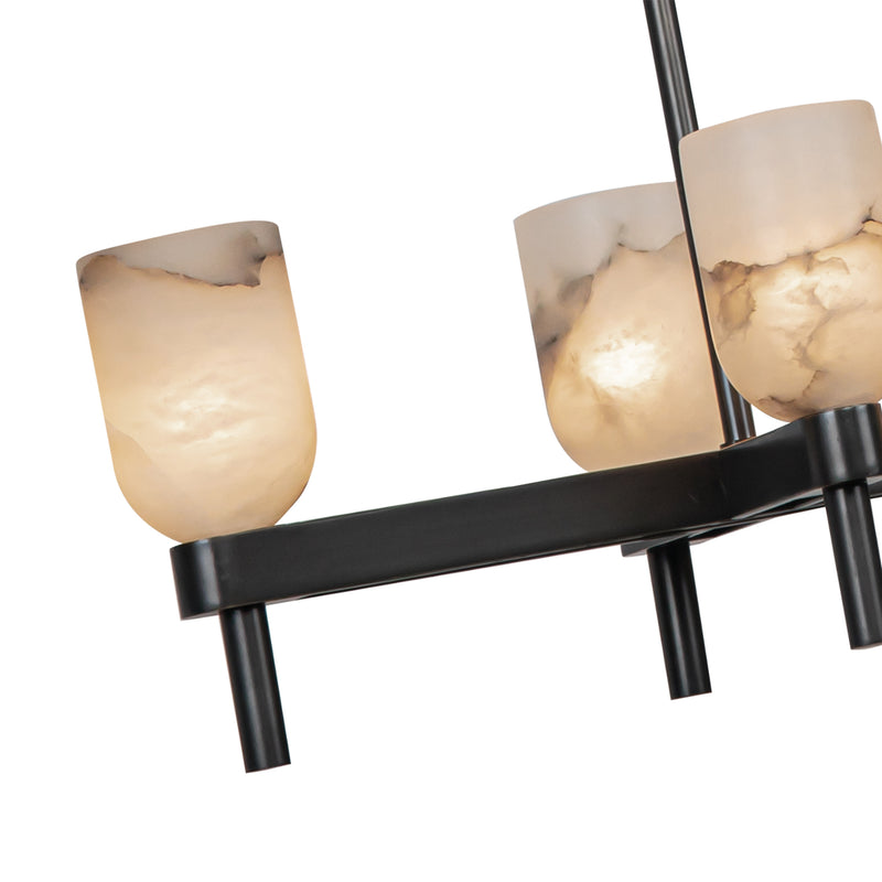 Lucian Linear Chandelier Urban Bronze Alabster By Alora Detailed View