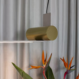 Nastro Linear Pendant By Tooy, Size: Medium, Finish: Eggshell, Color: Brass Close