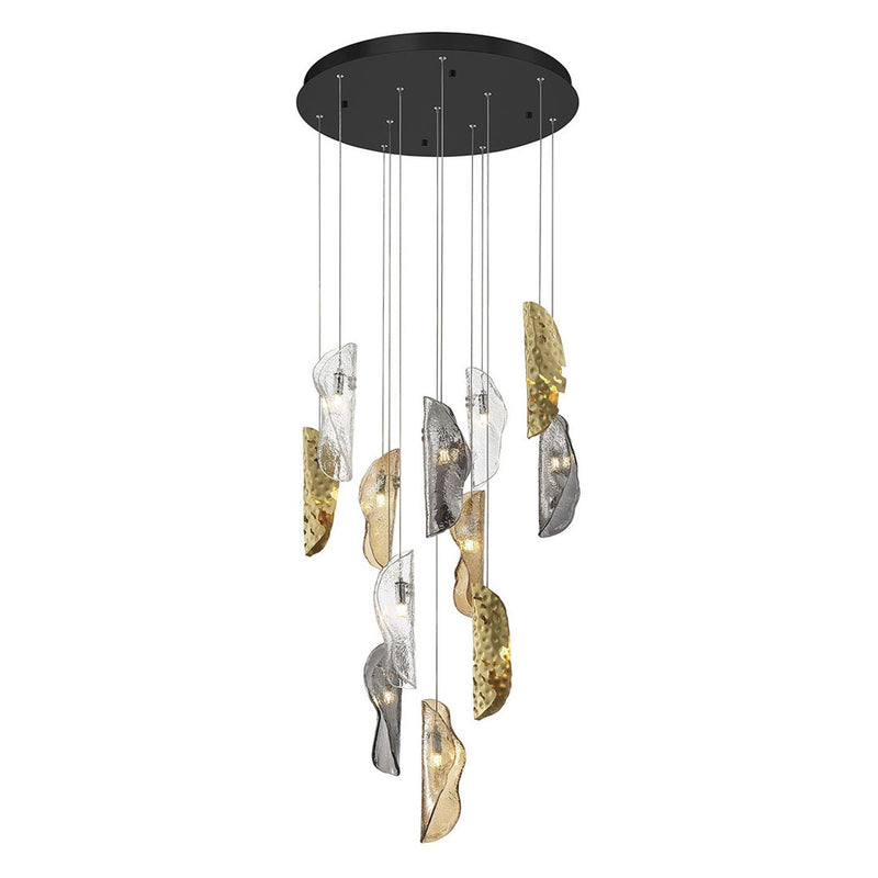 SORRENTO 12 LIGHT CHANDELIER BY LIB&CO, COLOR: MIXED WITH COPPER LEAF, FINISH: BLACK, , | CASA DI LUCE LIGHTING