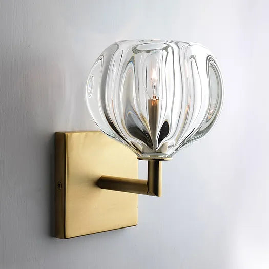 Urchin Elbow Sconce Brushed Brass Square By Seimon Salazar Side View