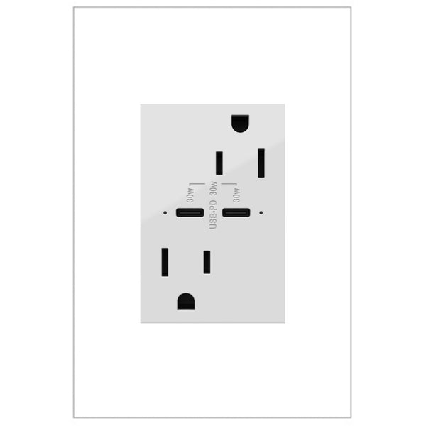 Adorne 15A Tamper Resistant Receptacle Ultra Fast 30 Watts of Power Delivery USB