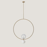 LEVEL PENDANT LIGHTBY AROMAS DEL CAMPO, METAL: AGED GOLD,  SHADE: OPAL, STRIPED_CLEAR, , | CASA DI LUCE LIGHTING
