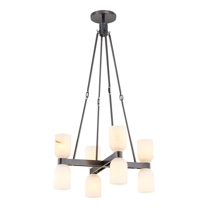 Lucian Double Chandelier By Alora, Finish: Urban Bronze, Shade Material: Alabaster