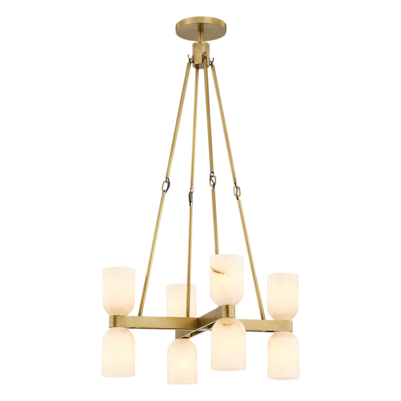 Lucian Double Chandelier By Alora, Finish: Vintage Brass, Shade Material: Alabater