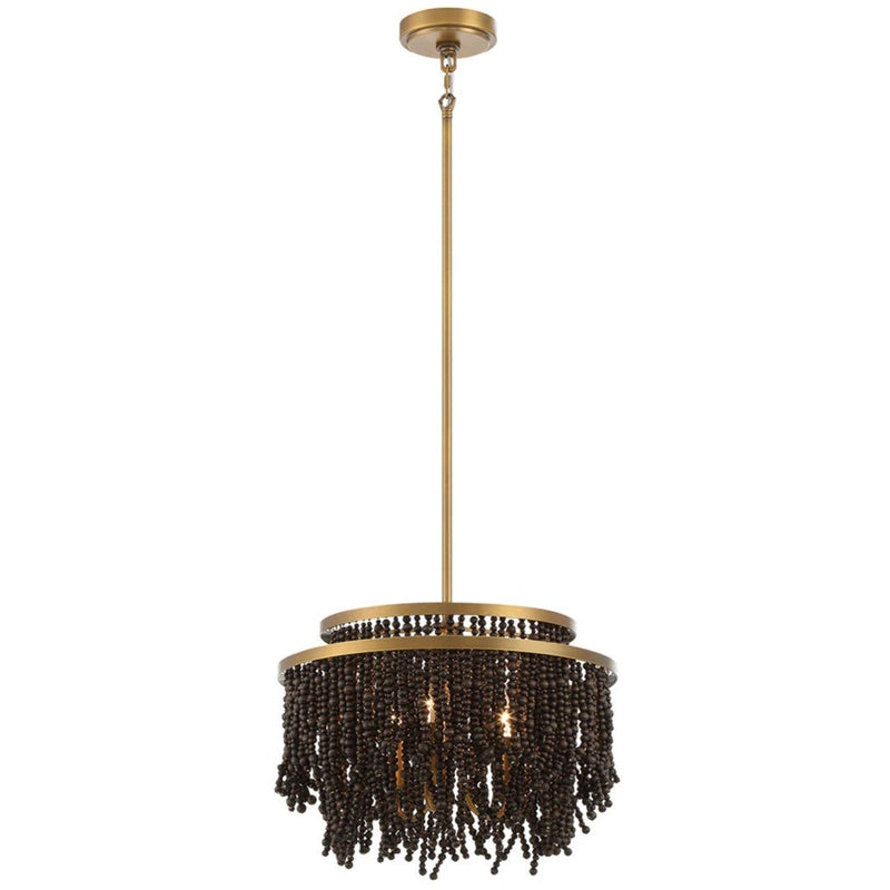 Molfetta Convertible Flushmount By Lib & Co, Finish Antique Brass With Black Beads