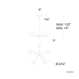 Double Bubble Chandelier - Dimensions