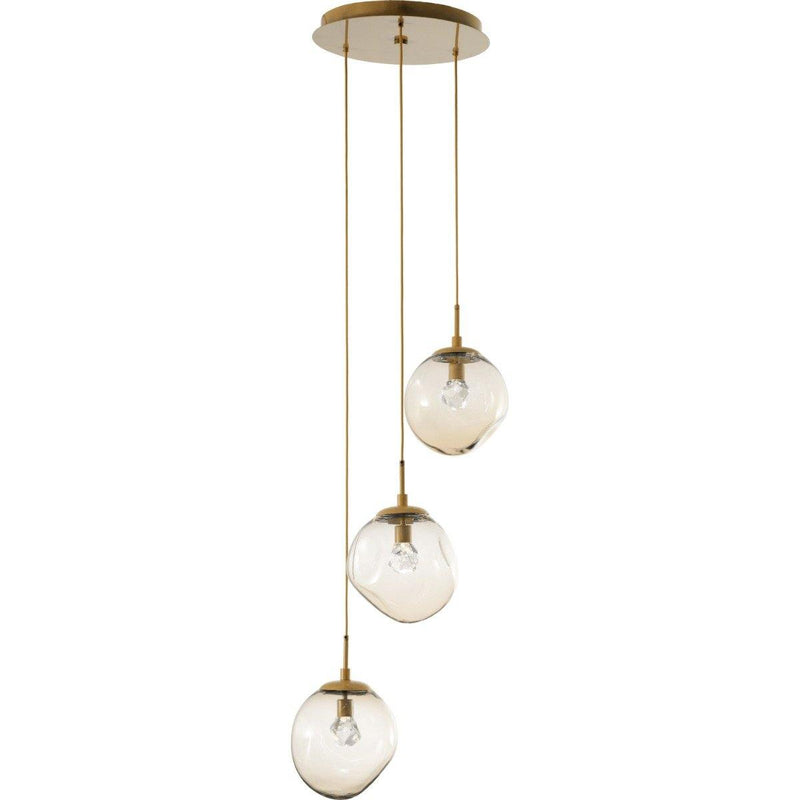 Aster 3 Light Pendant by Hammerton, Color: Floret Crystal with Amber Glass-Hammerton Studio, Floret Crystal with Bronze Glass-Hammerton Studio, Floret Crystal with Clear Glass-Hammerton Studio, Floret Crystal with Smoke Glass-Hammerton Studio, Geo Crystal with Amber Glass-Hammerton Studio, Geo Crystal with Bronze Glass-Hammerton Studio, Geo Crystal with Clear Glass-Hammerton Studio, Geo Crystal with Smoke Glass-Hammerton Studio, Zircon Crystal with Amber Glass-Hammerton Studio, Zircon Crystal with Bronze Gl